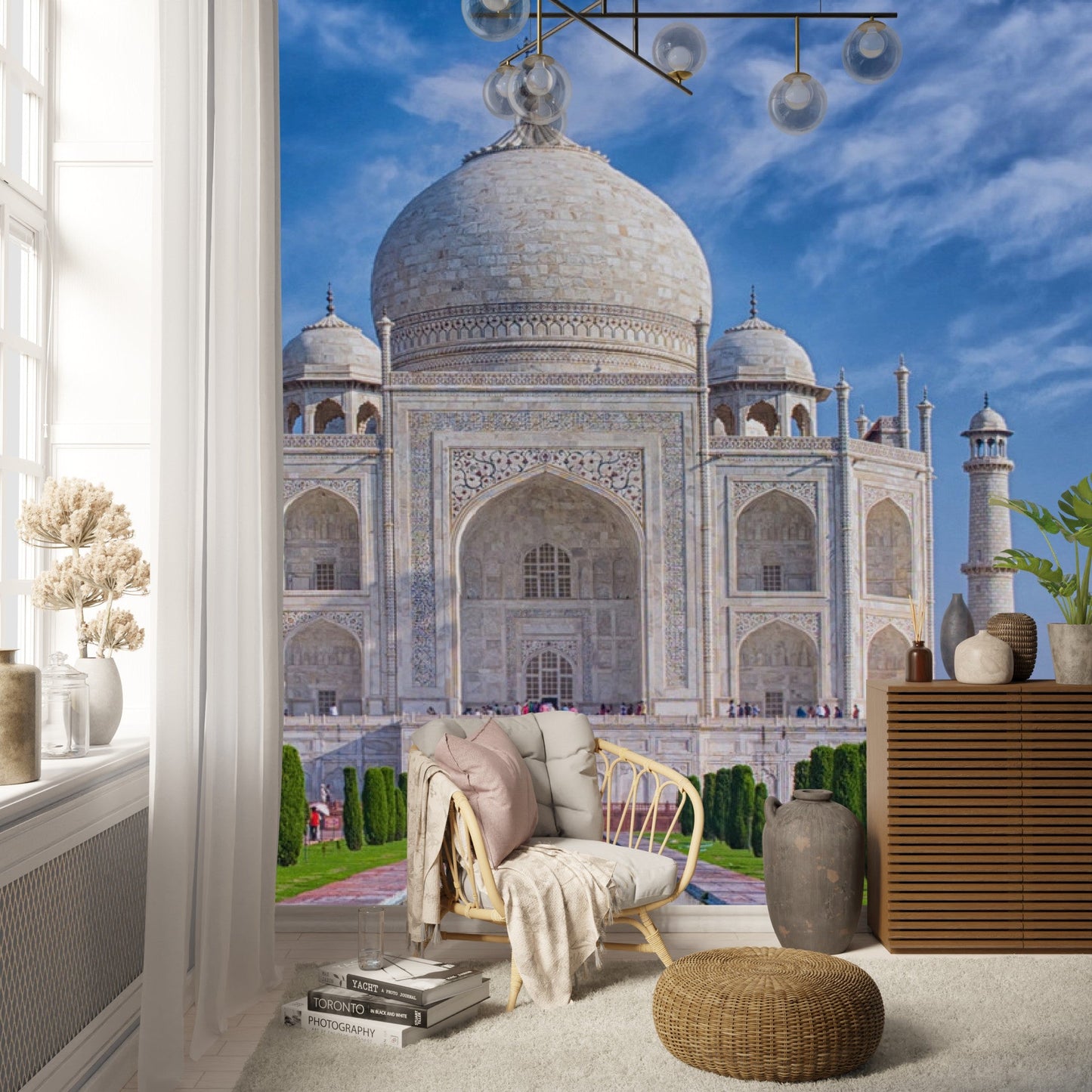 Wallpaper - Taj Mahal at morning light with reflection in water in Agra - India - Easy Peel & Stick - Green Forest Home