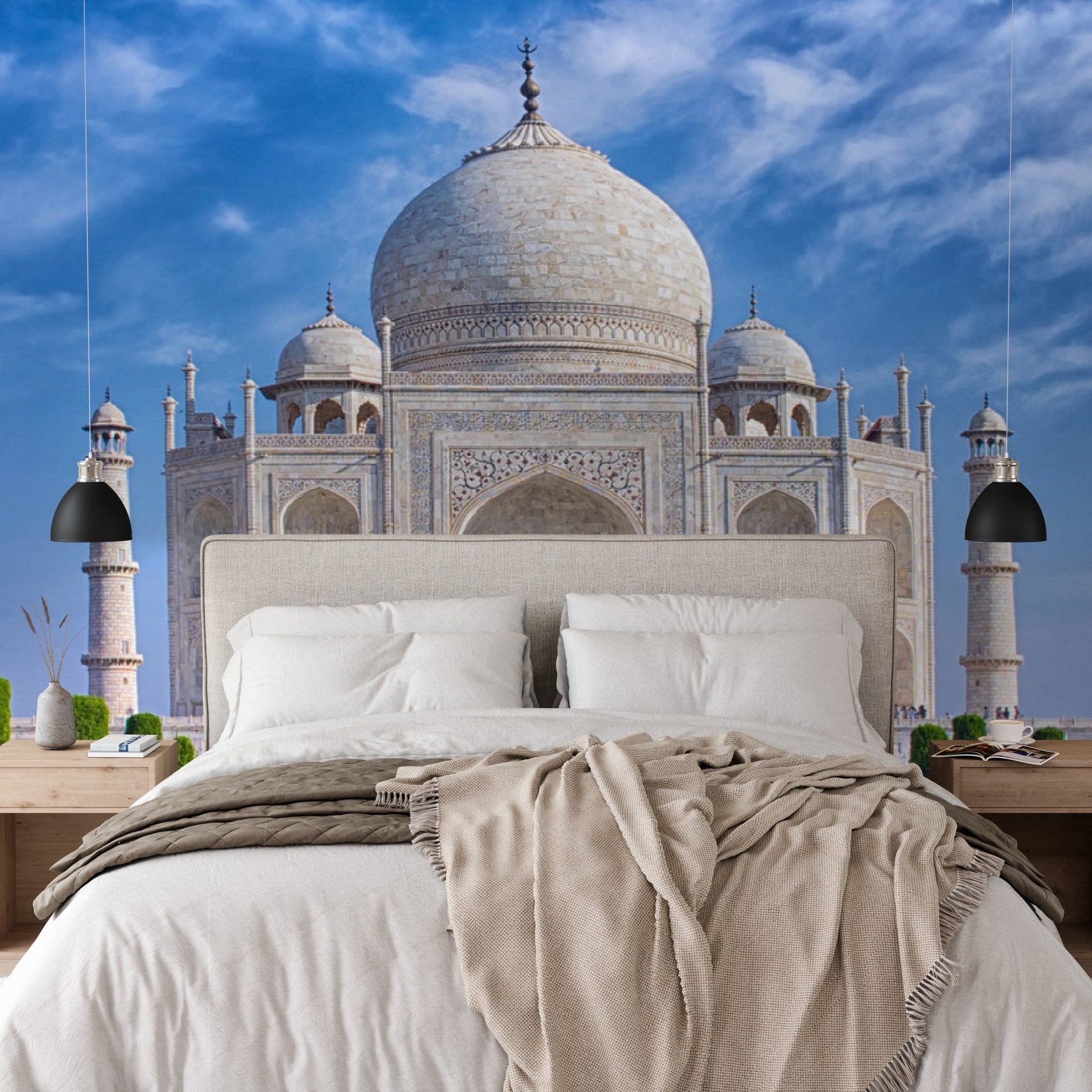 Wallpaper - Taj Mahal at morning light with reflection in water in Agra - India - Easy Peel & Stick - Green Forest Home