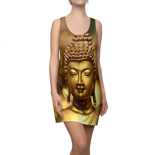 Women's Cut & Sew Racerback Dress - The Compassionate Buddha - Temple in Thailand - Green Forest Home