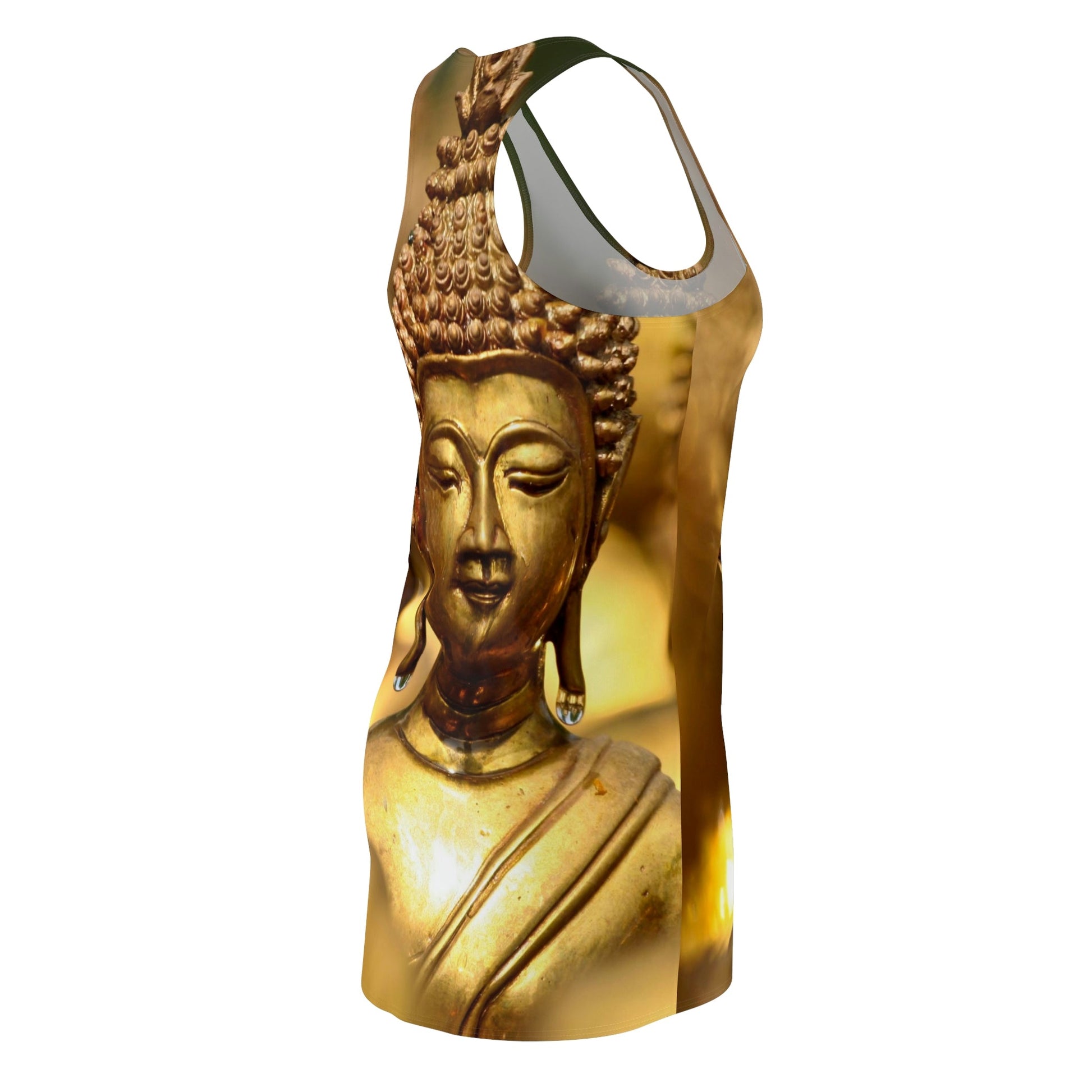 Women's Cut & Sew Racerback Dress - The Compassionate Buddha - Temple in Thailand - Green Forest Home