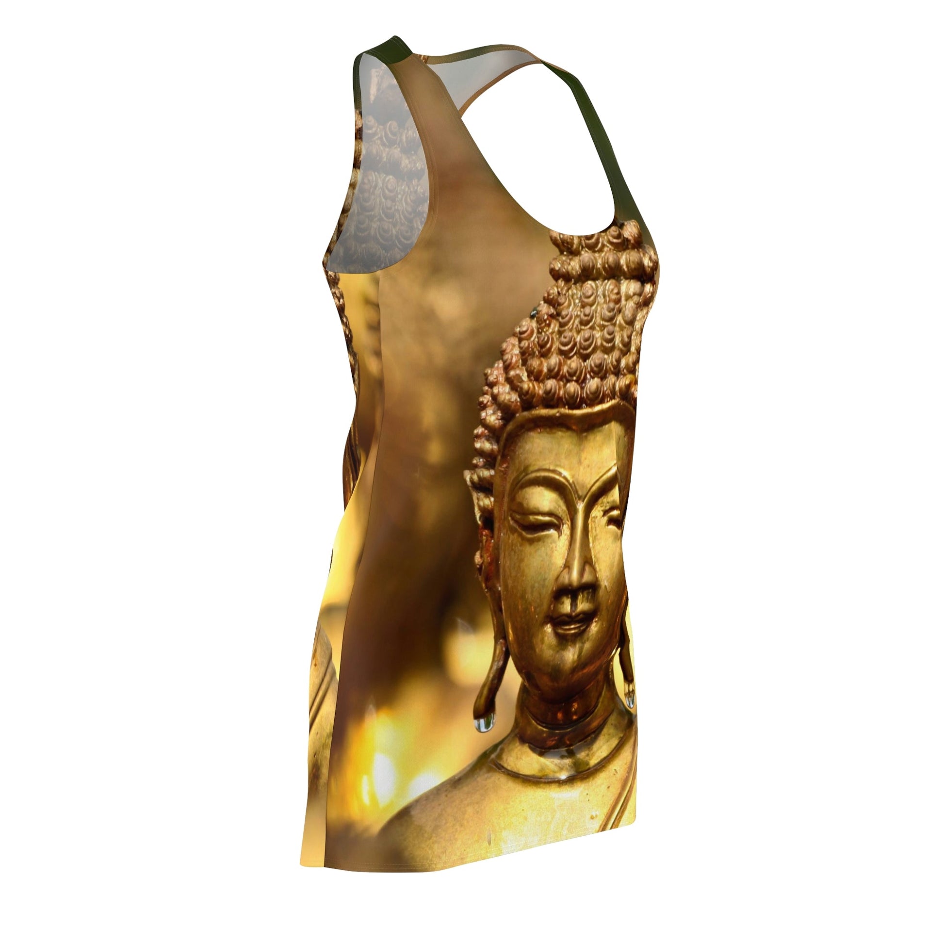 Women's Cut & Sew Racerback Dress - The Compassionate Buddha - Temple in Thailand - Green Forest Home