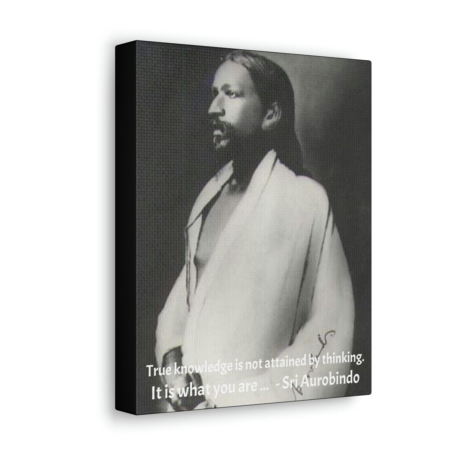 YOGA - SMALL Canvas Gallery Wraps - Made in USA - The amazing great Master Sri Aurobindo India - quote: True knowledge is not attained by thinking. - Green Forest Home