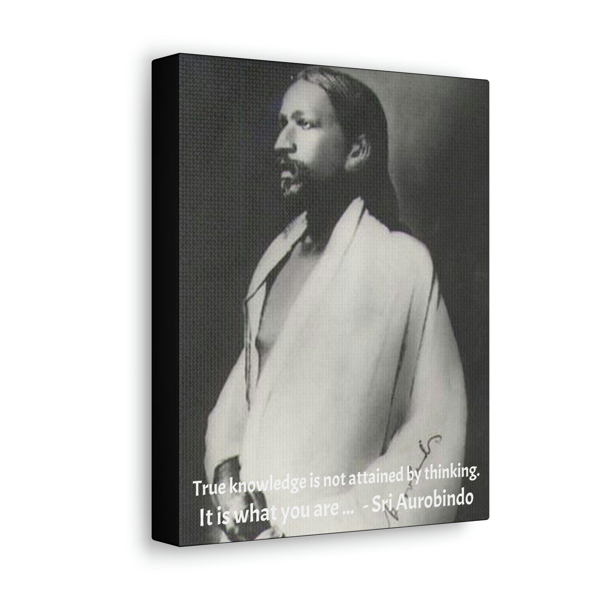 YOGA - SMALL Canvas Gallery Wraps - Made in USA - The amazing great Master Sri Aurobindo India - quote: True knowledge is not attained by thinking. - Green Forest Home